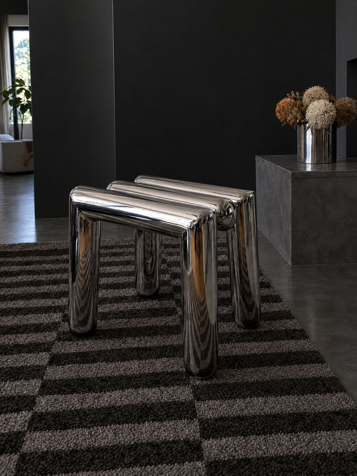 Kade Chrome Tube Stool — polished chrome tube stool