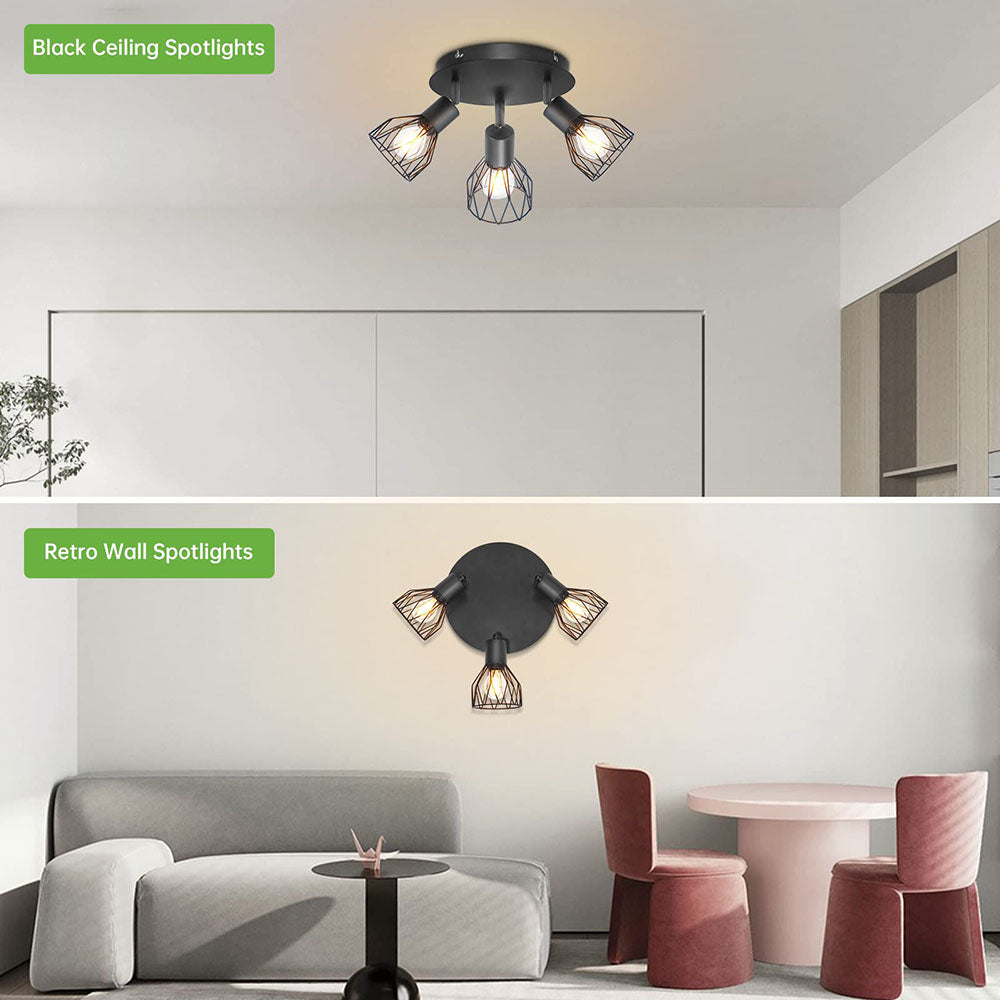 Industrial Adjustable Black Spotlight Ceiling