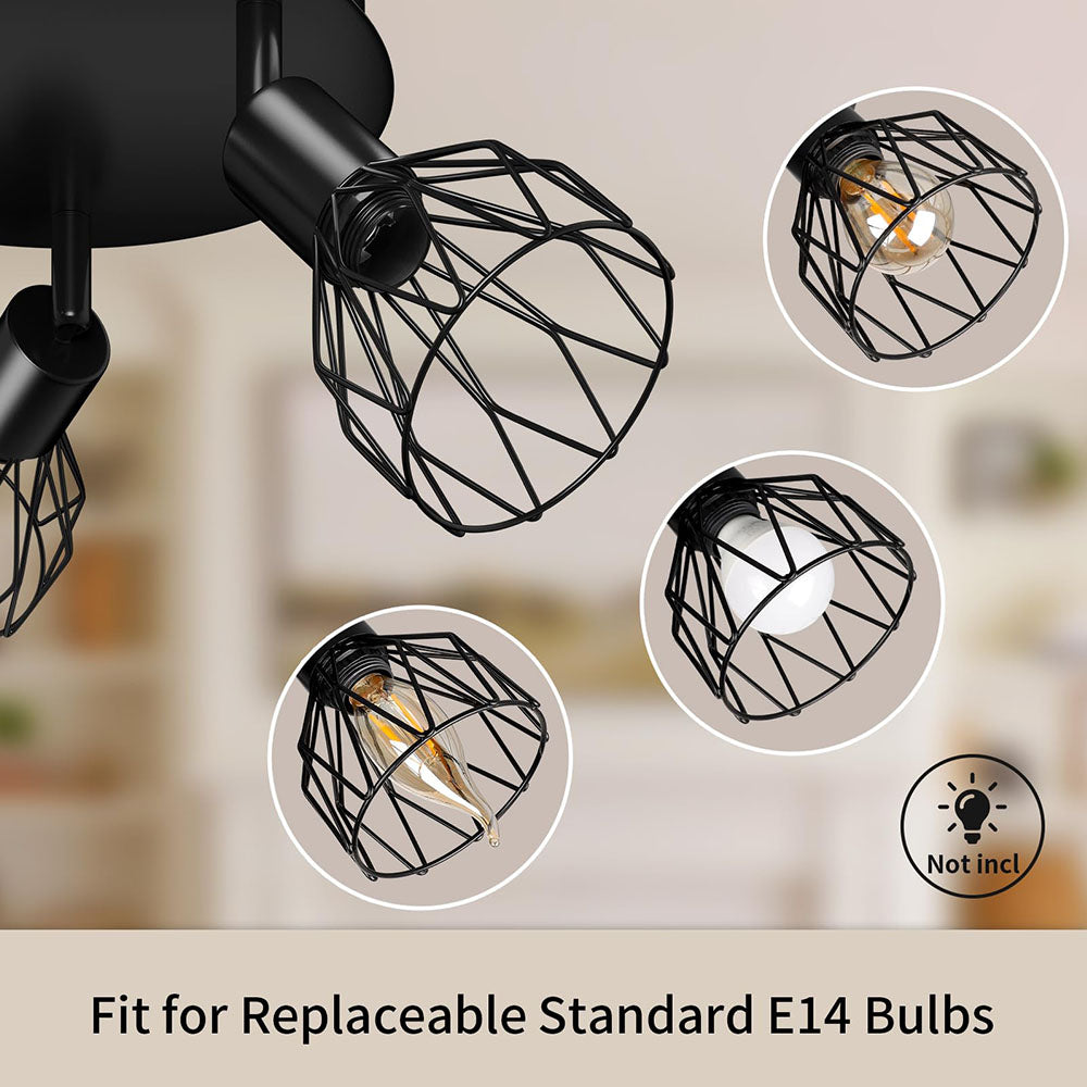 Industrial Adjustable Black Spotlight Ceiling