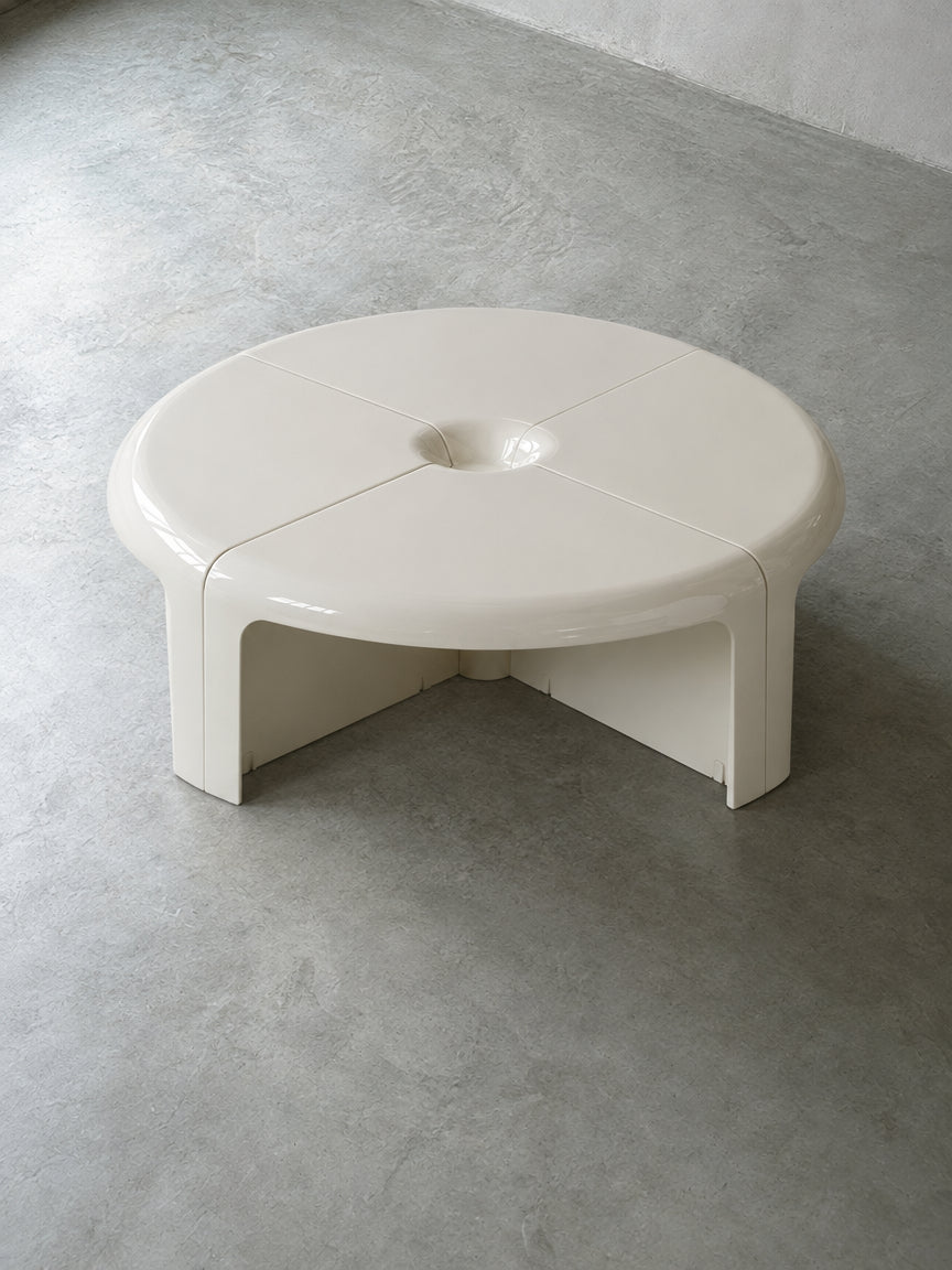 Arco Split Coffee Table — round coffee table that separates into sections, alternate view