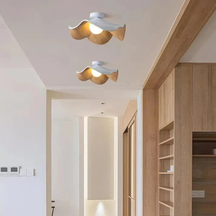 Scandinavian Wooden Lotus Ceiling Light