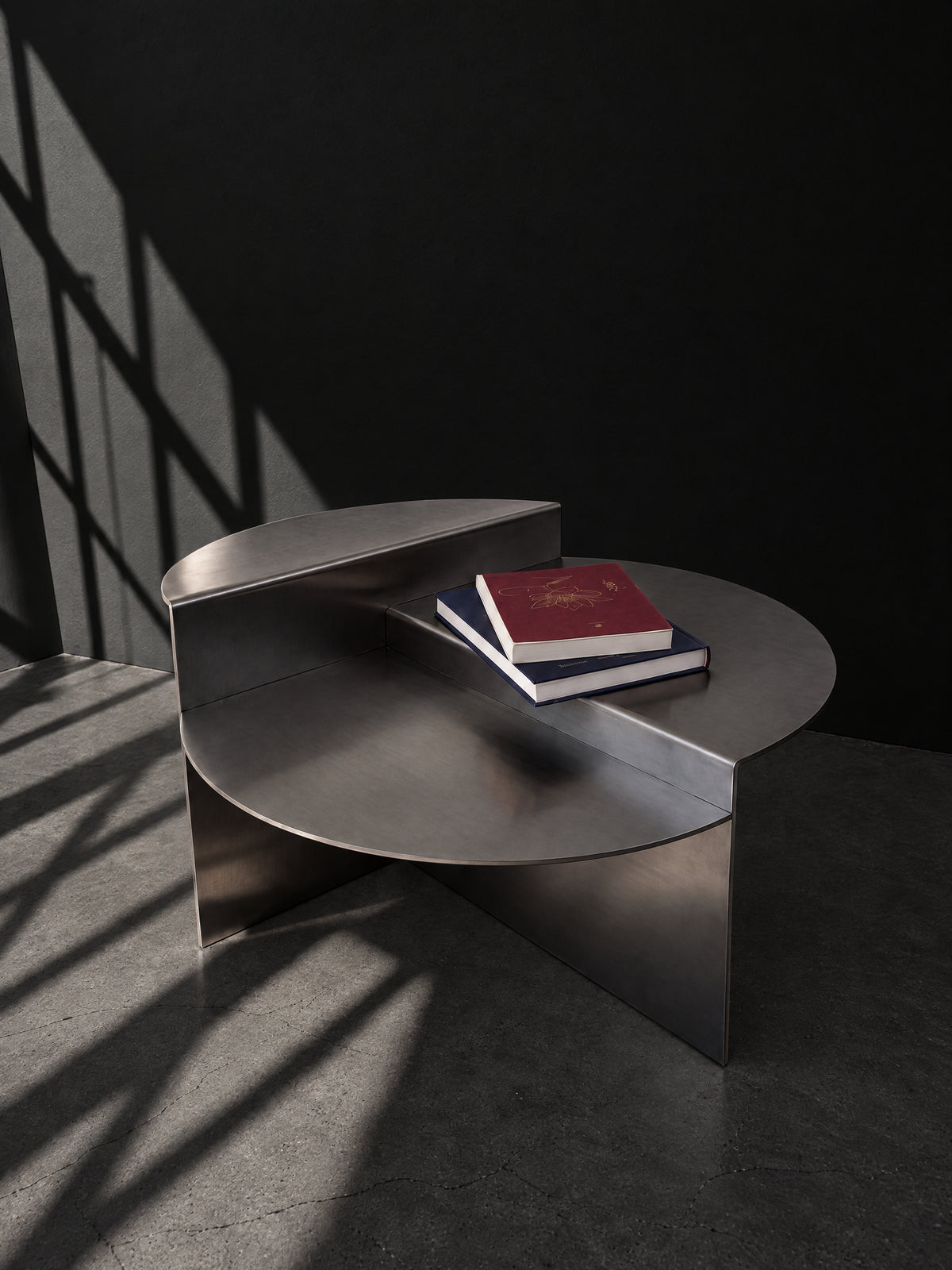 Sana Round Steel Coffee Table — round brushed steel coffee table