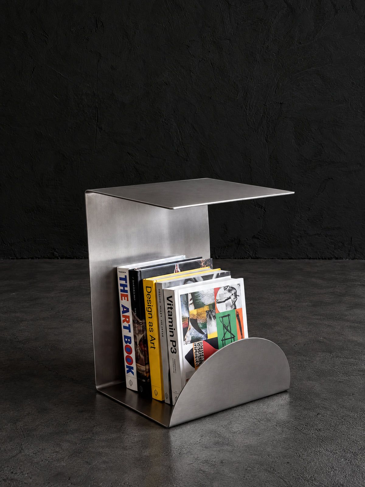 Perch Steel Side Table — brushed steel side table