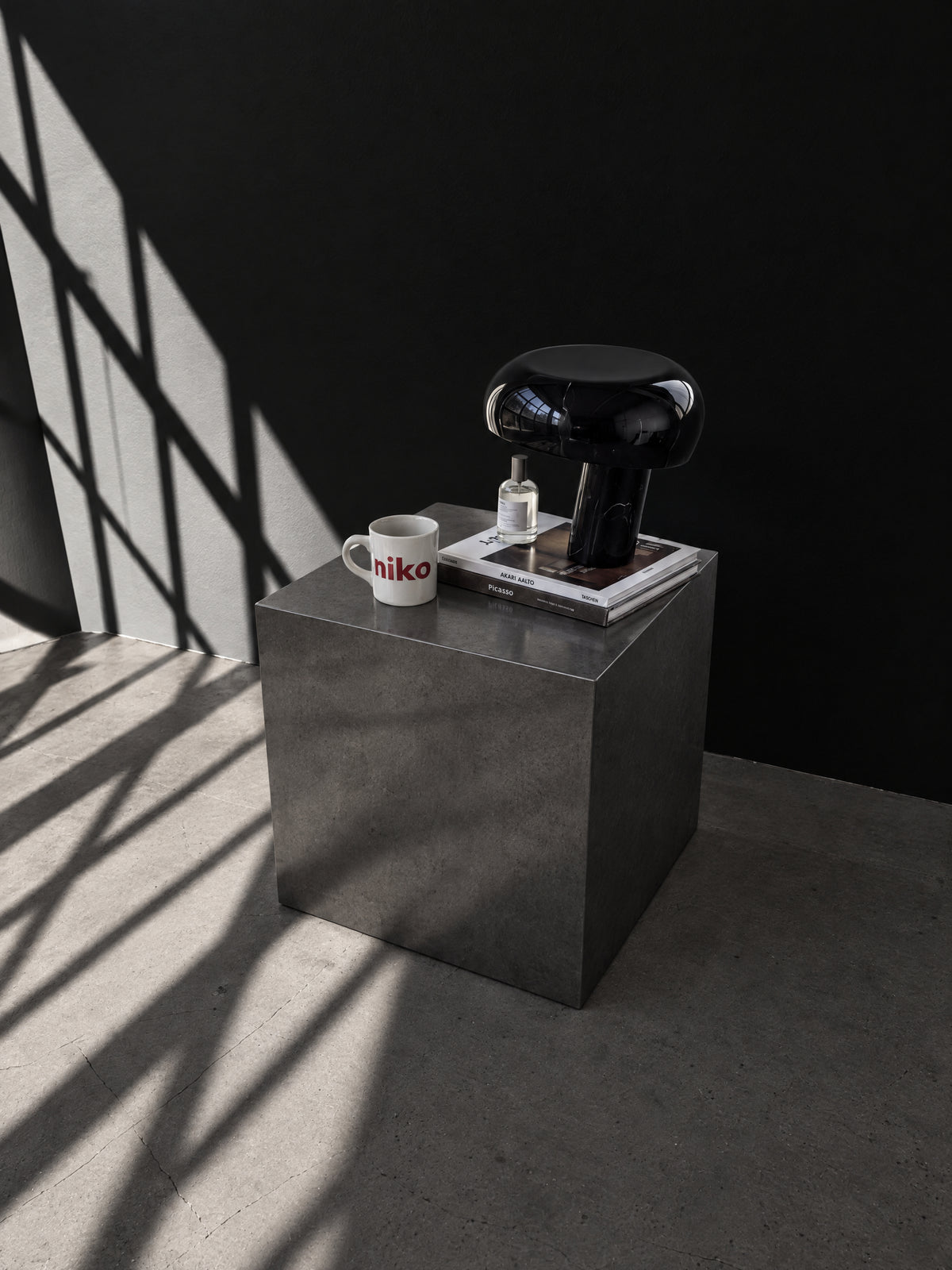 Blok Steel Side Table — brushed steel cube side table