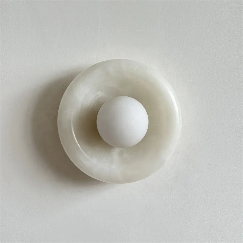 Orba Marble Wall Sconce in White Jade