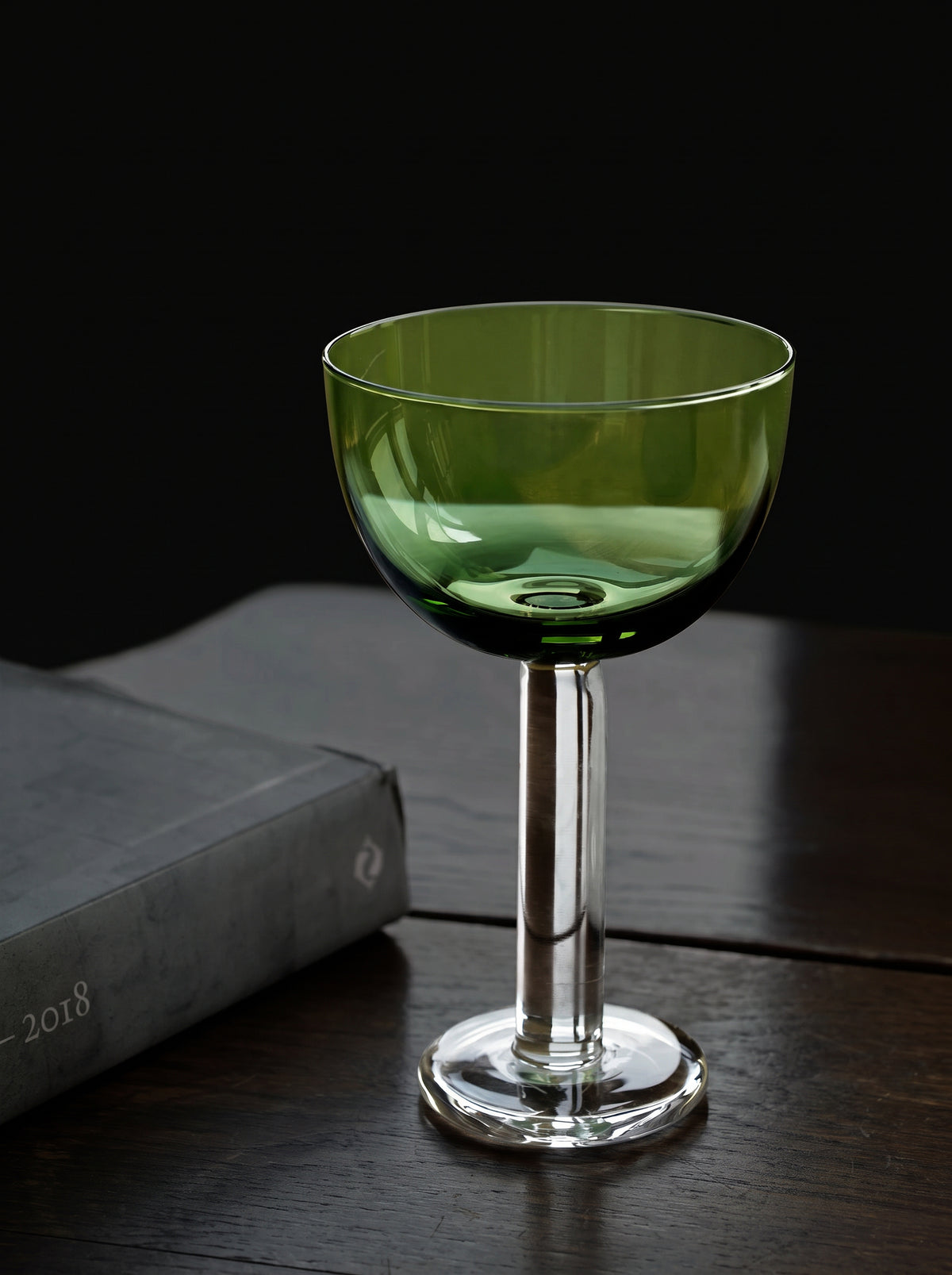 Fira Glass Champagne Coupe — green-tinted glass champagne coupe