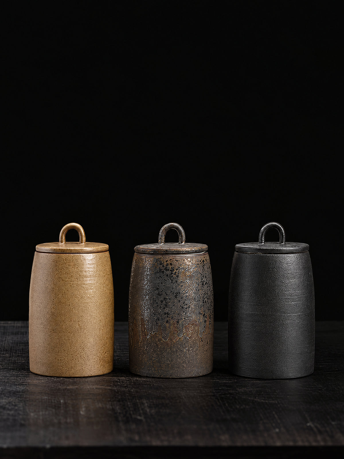 Chaya Stoneware Tea Caddy — glazed stoneware tea caddy with a sealed lid, alternate view