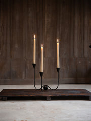 Stelo Iron Candelabra — three-arm black iron candelabra