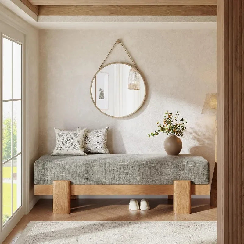 Tribesigns 55-Inch Upholstered Entryway Bench, Modern Shoe Bench with Ultra-Plush Thick Cushion and MDF Frame, End of Bed Stool