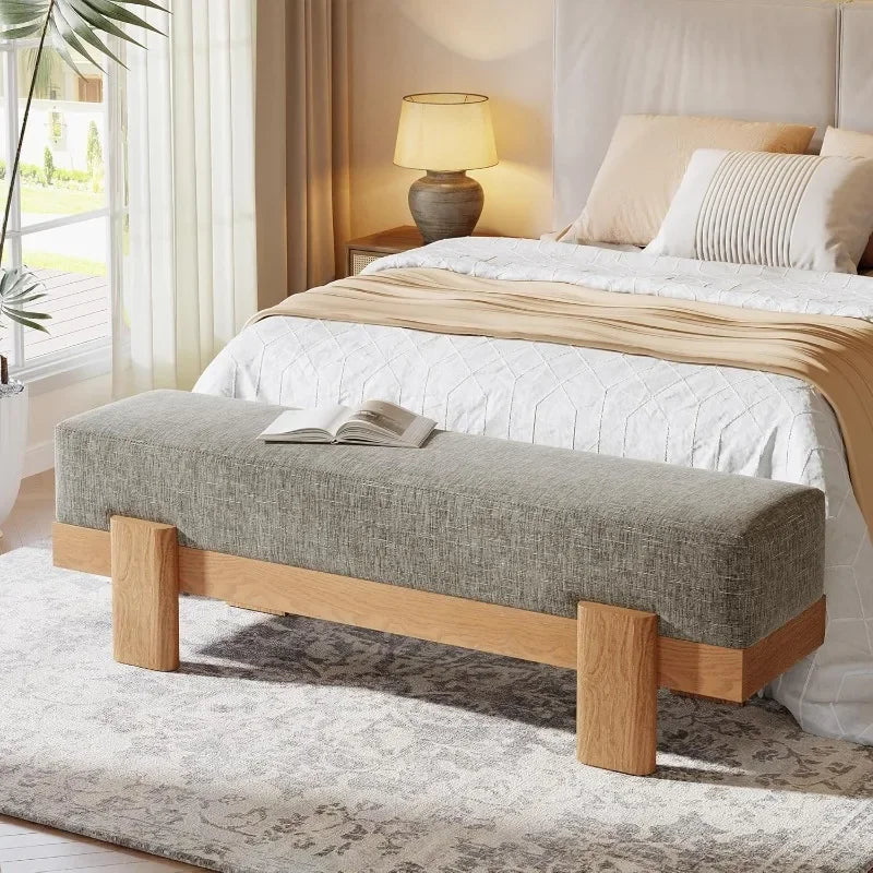 Tribesigns 55-Inch Upholstered Entryway Bench, Modern Shoe Bench with Ultra-Plush Thick Cushion and MDF Frame, End of Bed Stool