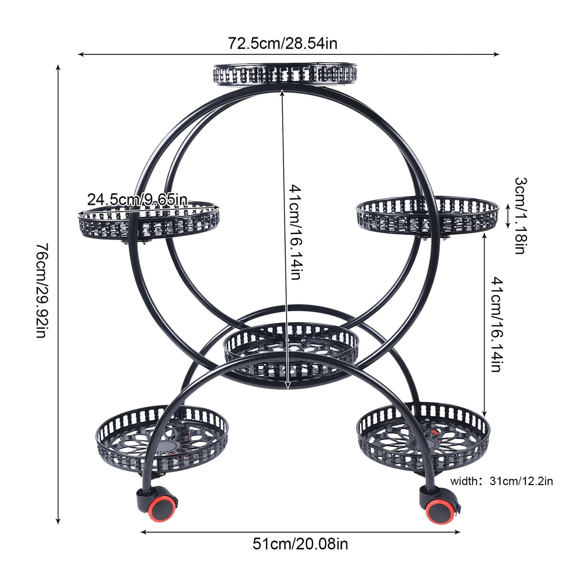 Metal Plant Stand with Wheels