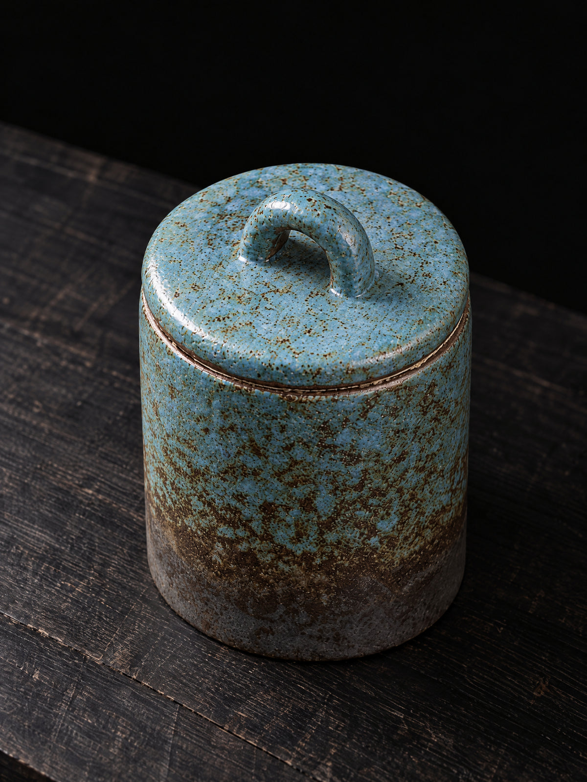 Chaya Stoneware Tea Caddy — glazed stoneware tea caddy with a sealed lid, alternate view