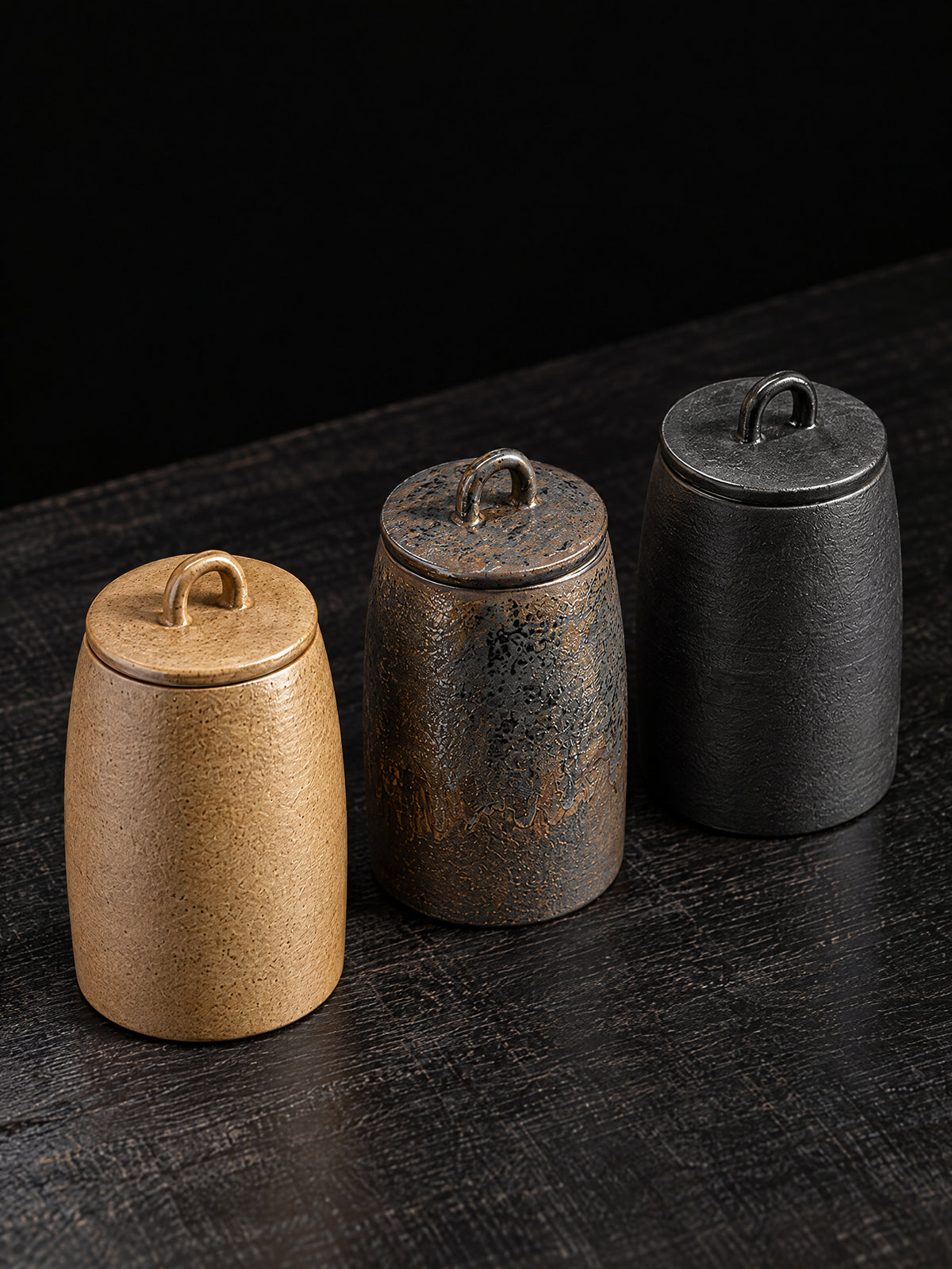 Chaya Stoneware Tea Caddy — glazed stoneware tea caddy with a sealed lid, alternate view