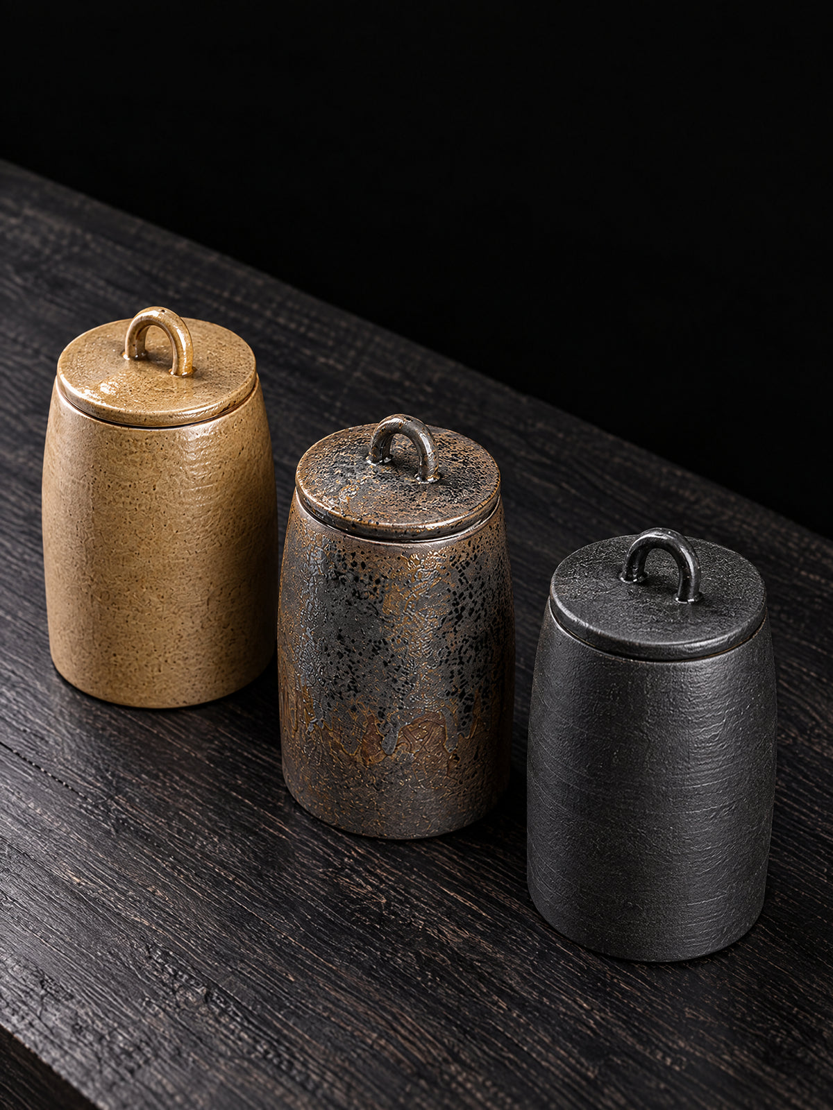 Chaya Stoneware Tea Caddy — glazed stoneware tea caddy with a sealed lid, alternate view