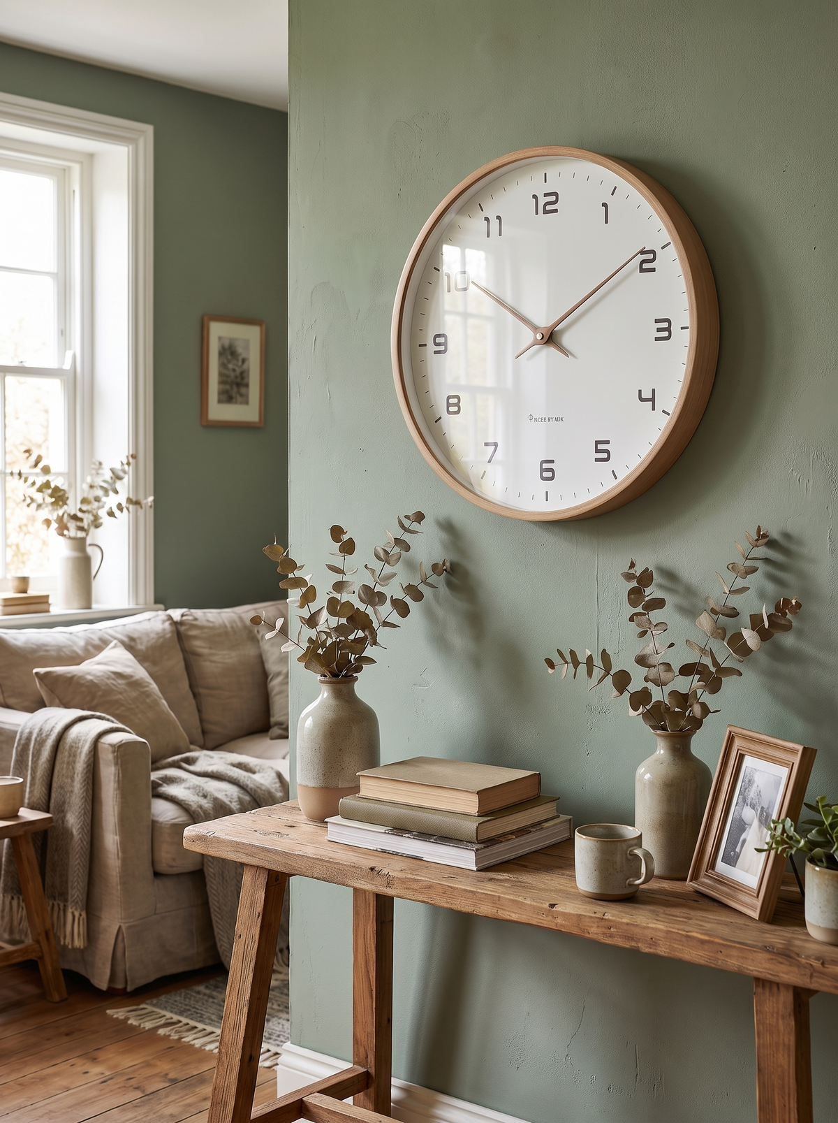 Nordic Wall Clock seen from a doorway