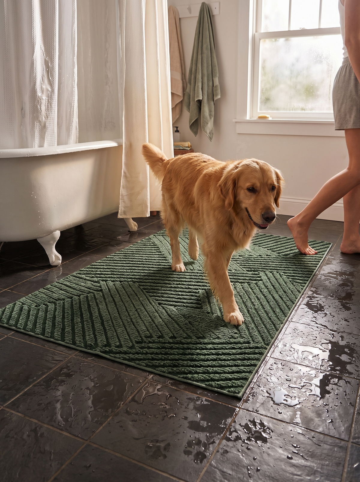 Durable Non-Slip Door Mat gripping wet tile
