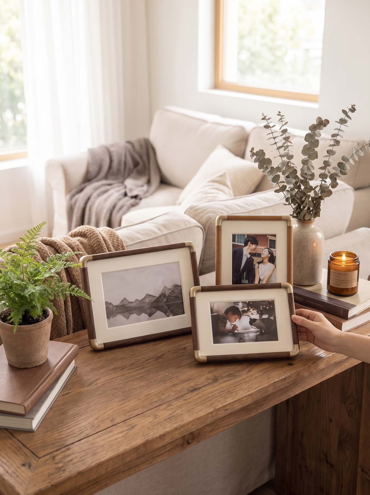 Brooks Tabletop Photo Frame standing on a shelf