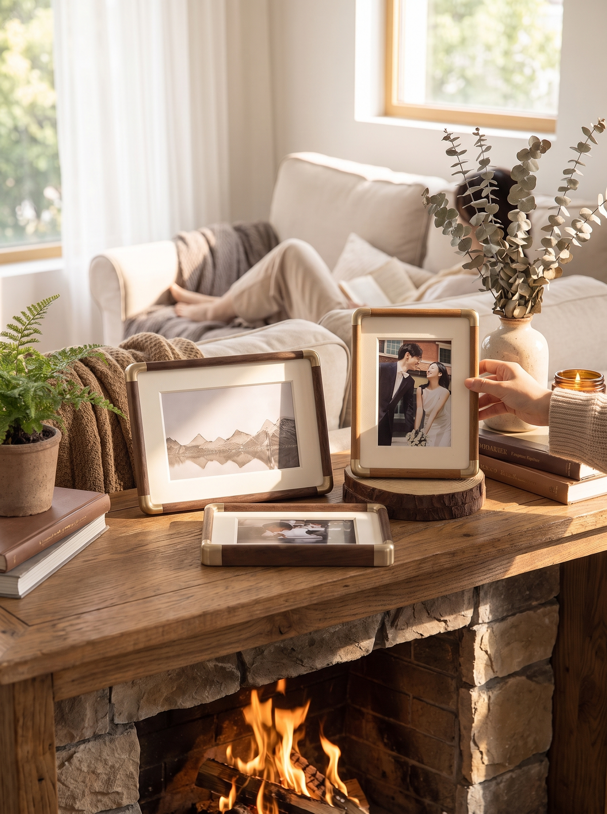 Brooks Tabletop Photo Frame in a warm room