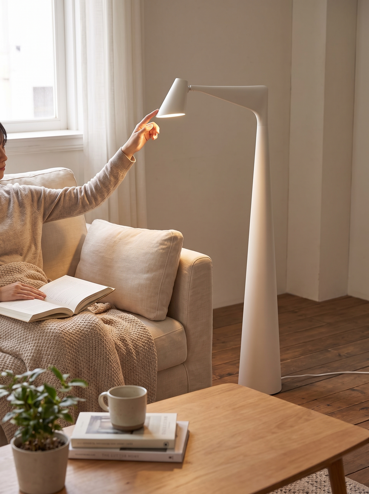 Glowora Table Lamp dimmed on a desk