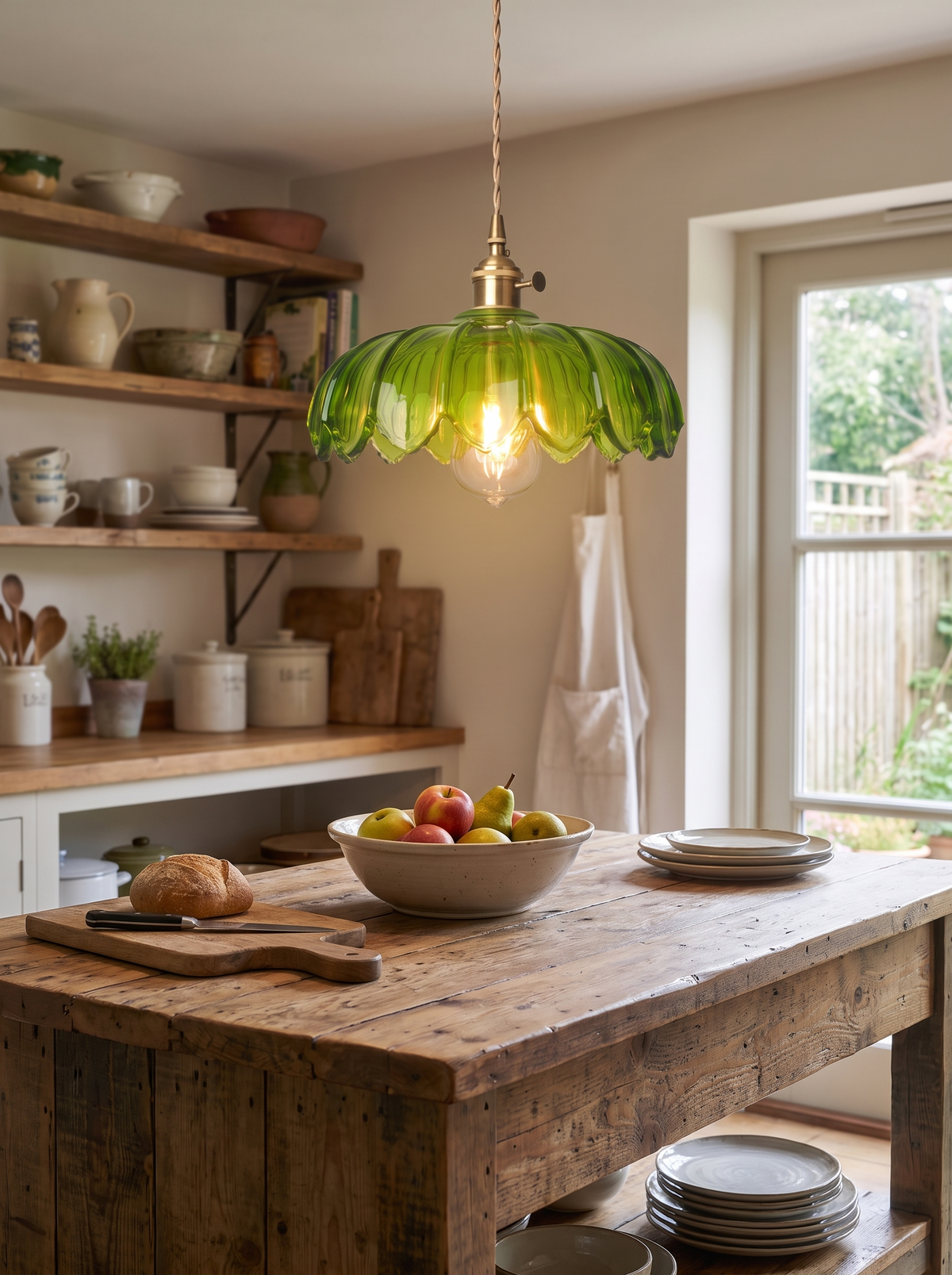 Vintage Flower Pendant Lamps over an island