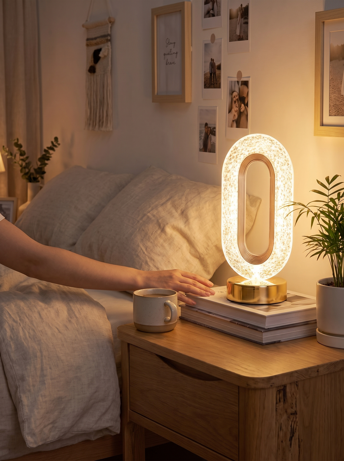 Stellora LED Night Light cordless on a shelf