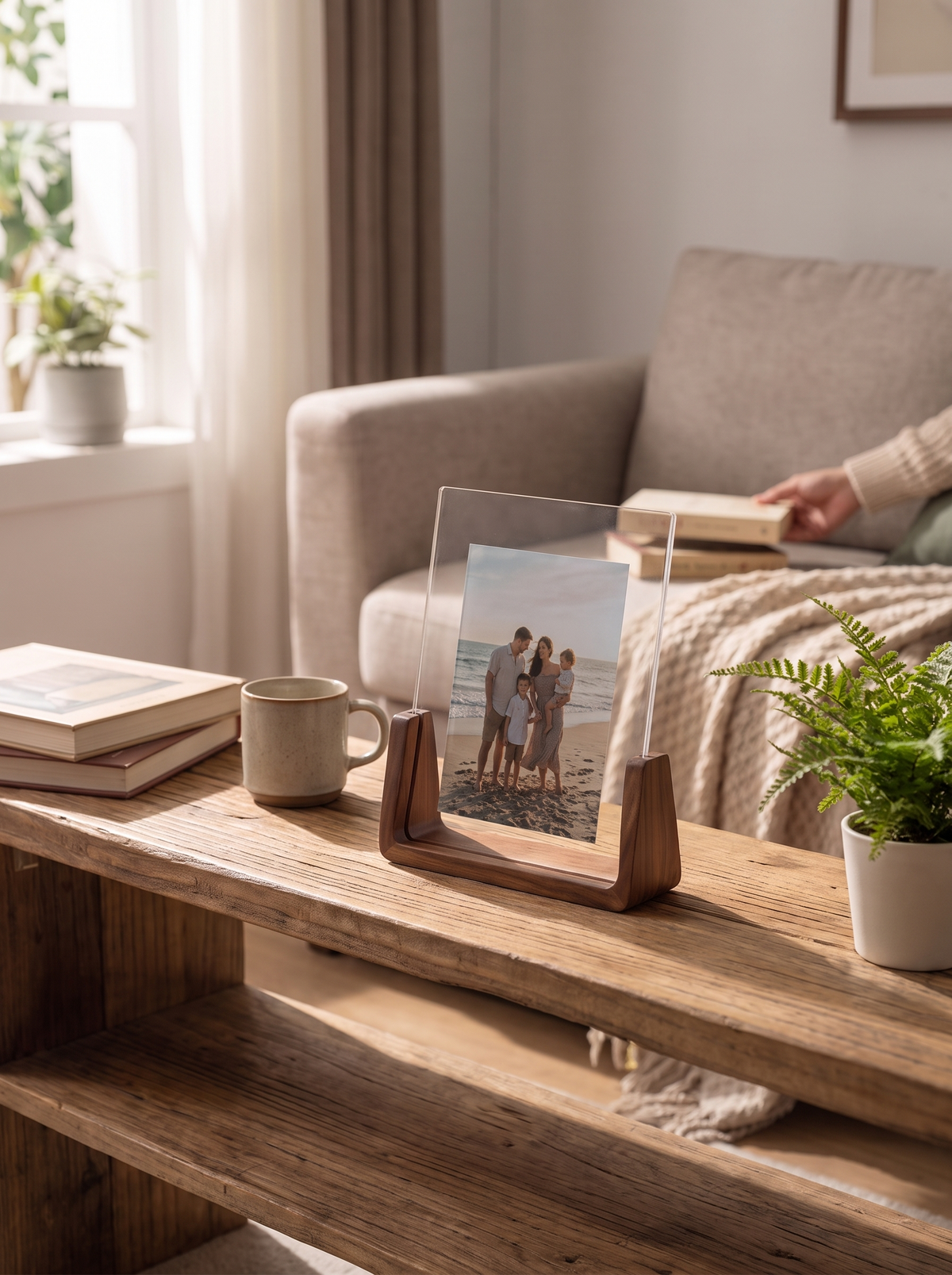 U-Shaped Photo Frame wood base and acrylic front
