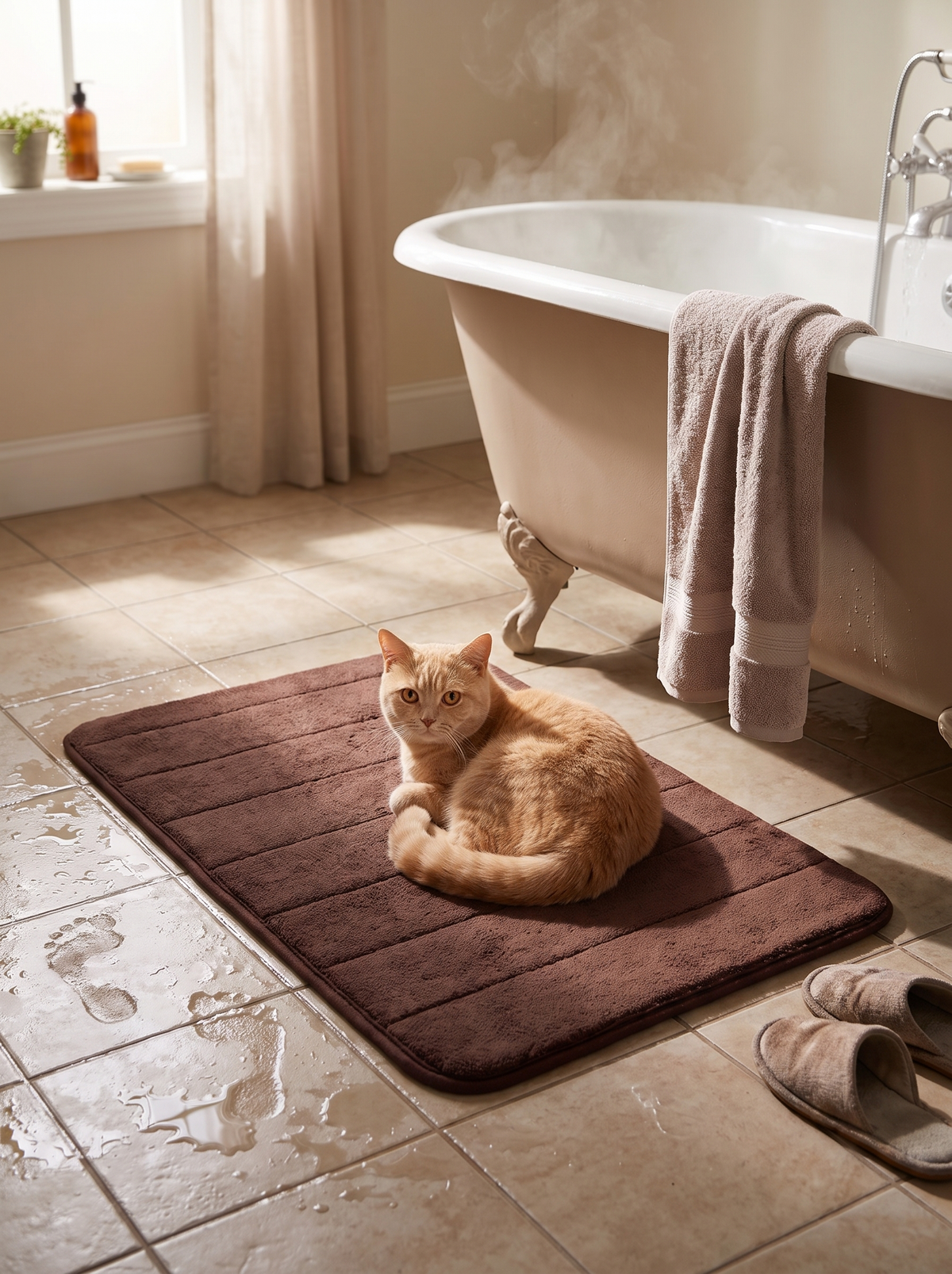 UltraSoft Absorbent Bath Mat flat on tile