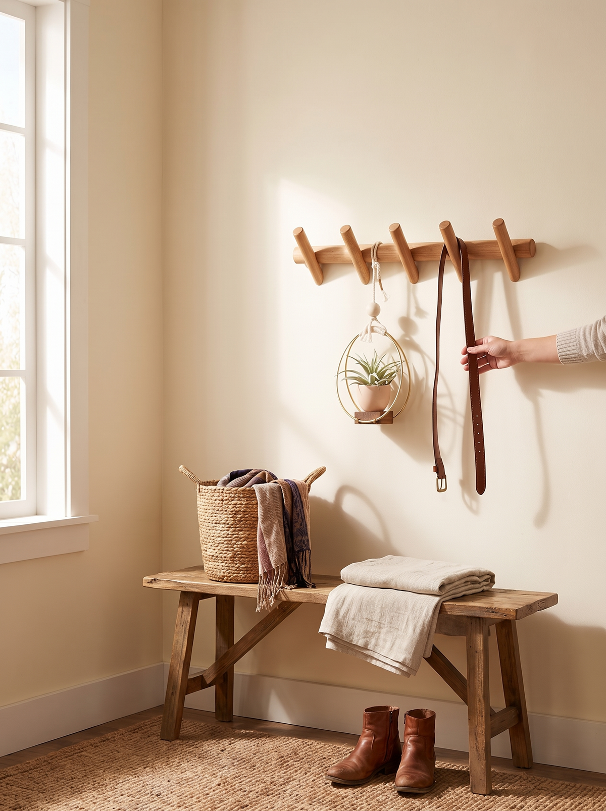 Maeve Wall Rack solid oak grain
