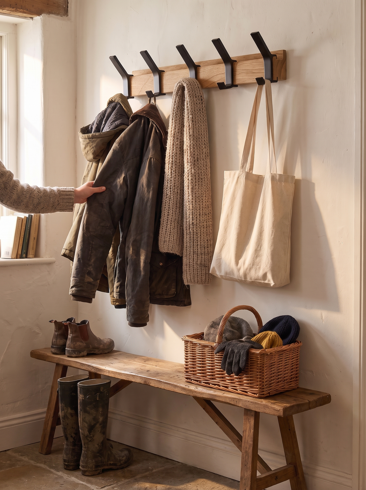 Nordic Coat Rack rubberwood and aluminium detail