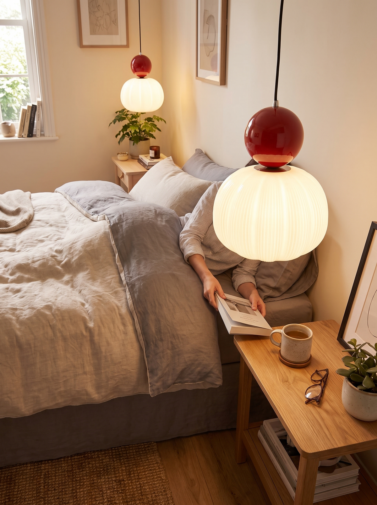 Nordic Pumpkin Pendant Lights in a row