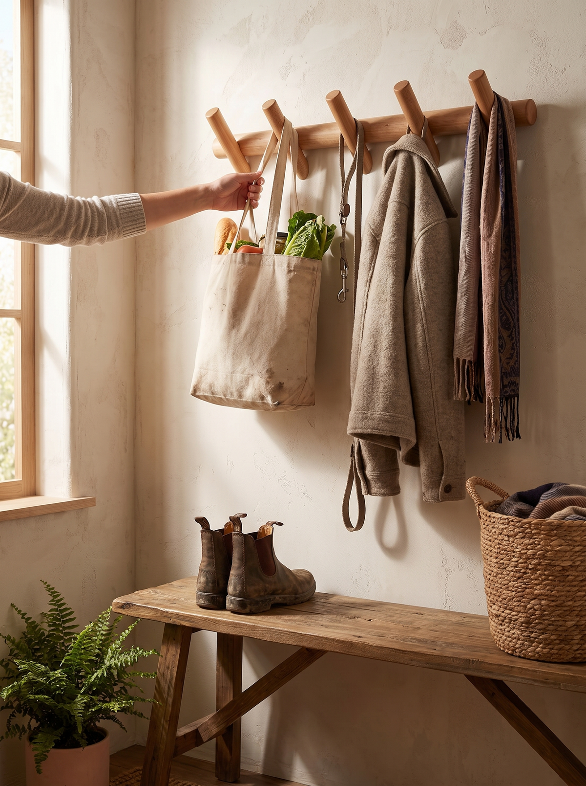 Maeve Wall Rack holding everyday things