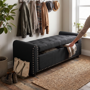 Tufted Storage Ottoman Bench in use