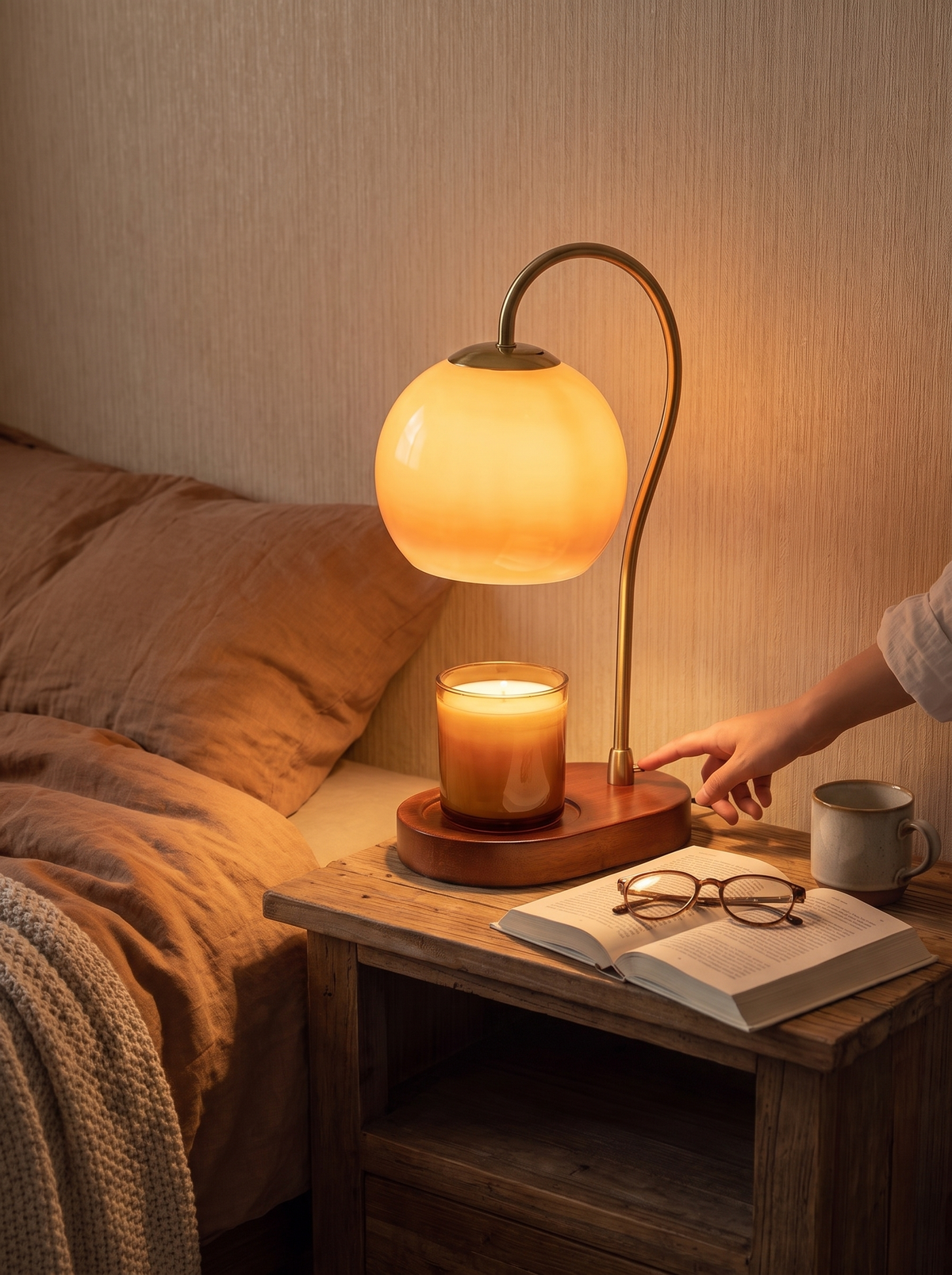 Candle warmer lamp dimmed in the evening