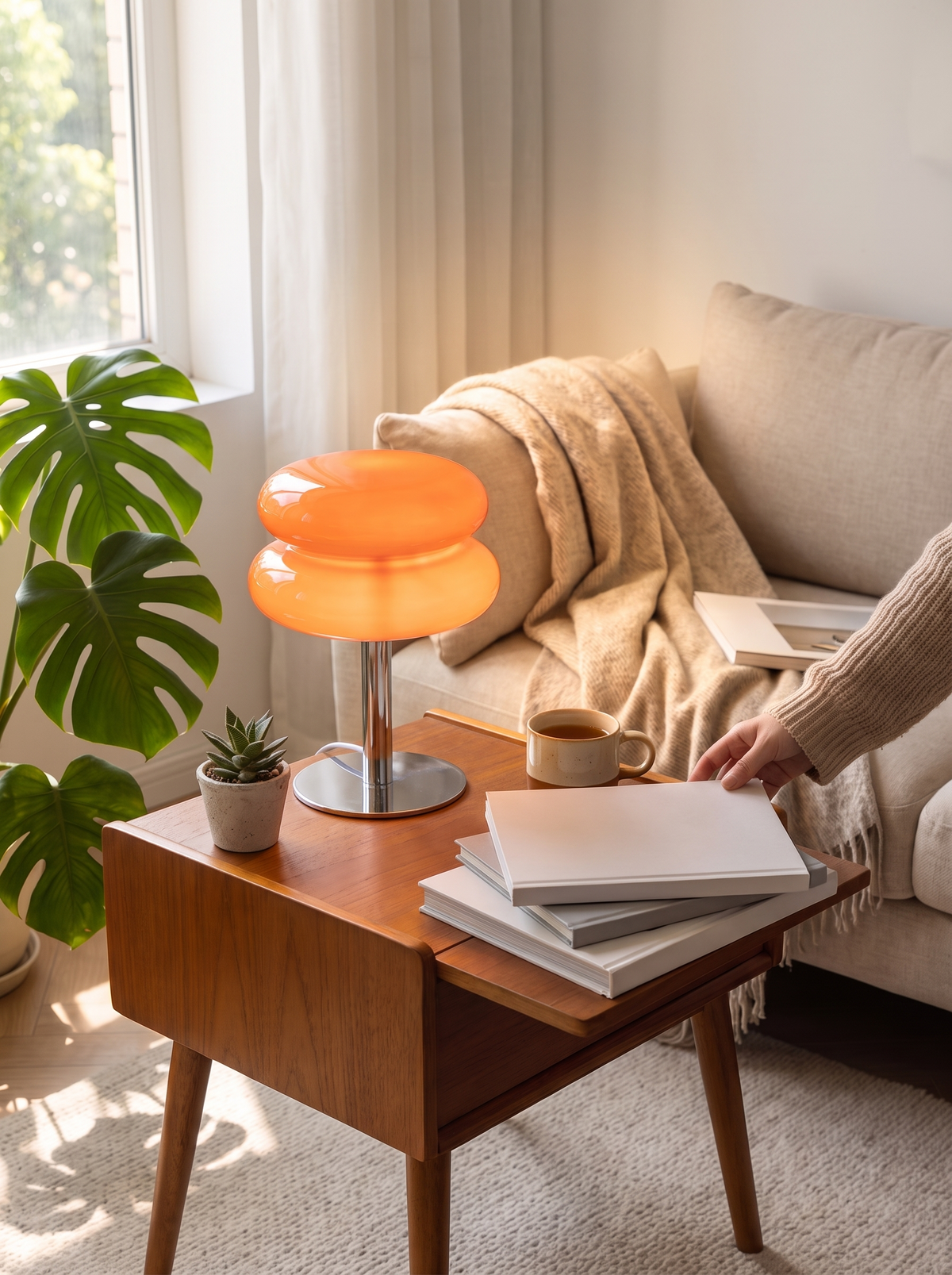 Italian Designer Glass Table Lamp retro silhouette