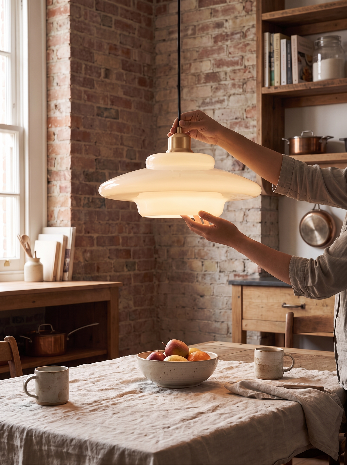 White Glass Pendant Light mid century shape