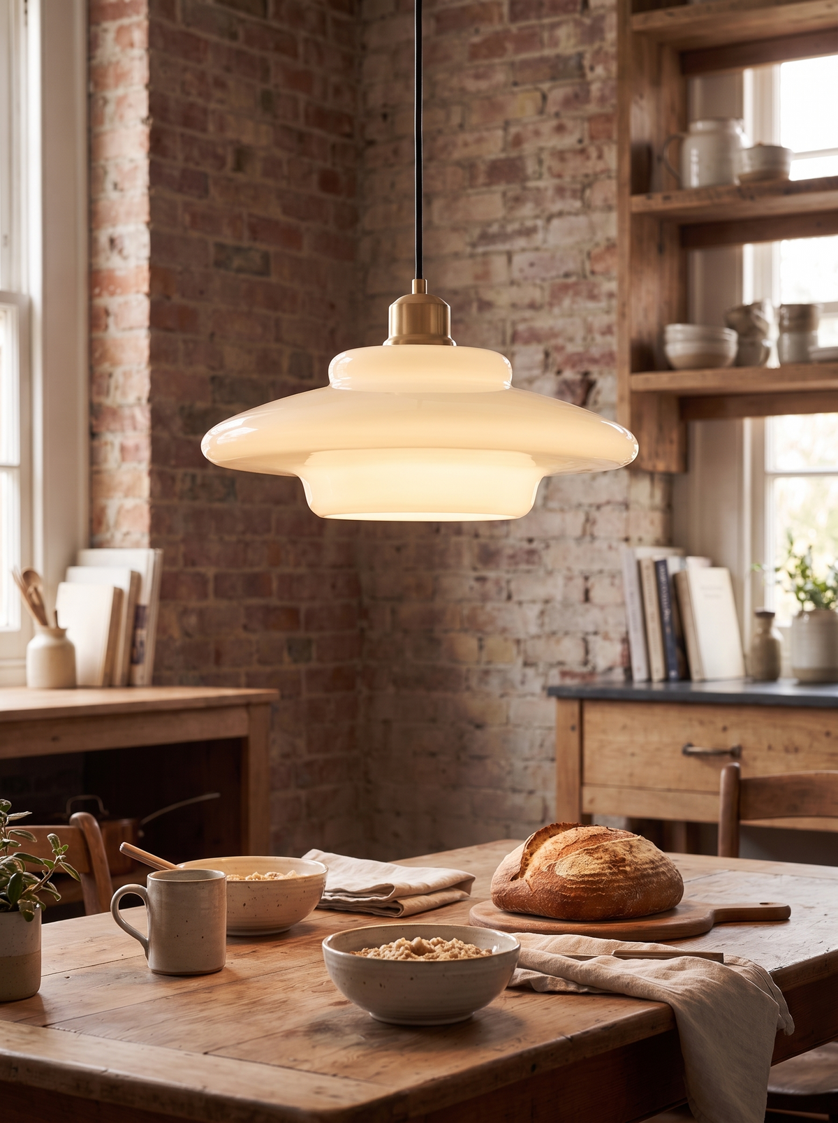 White Glass Pendant Light diffused dome