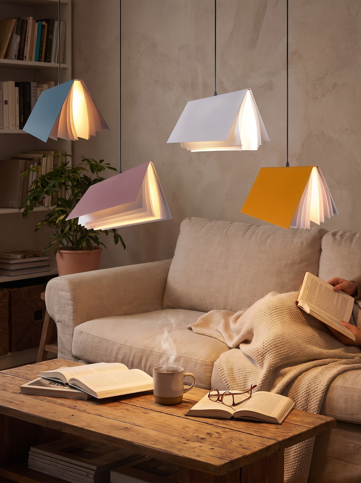 Flying Book Pendant Light iron frame detail