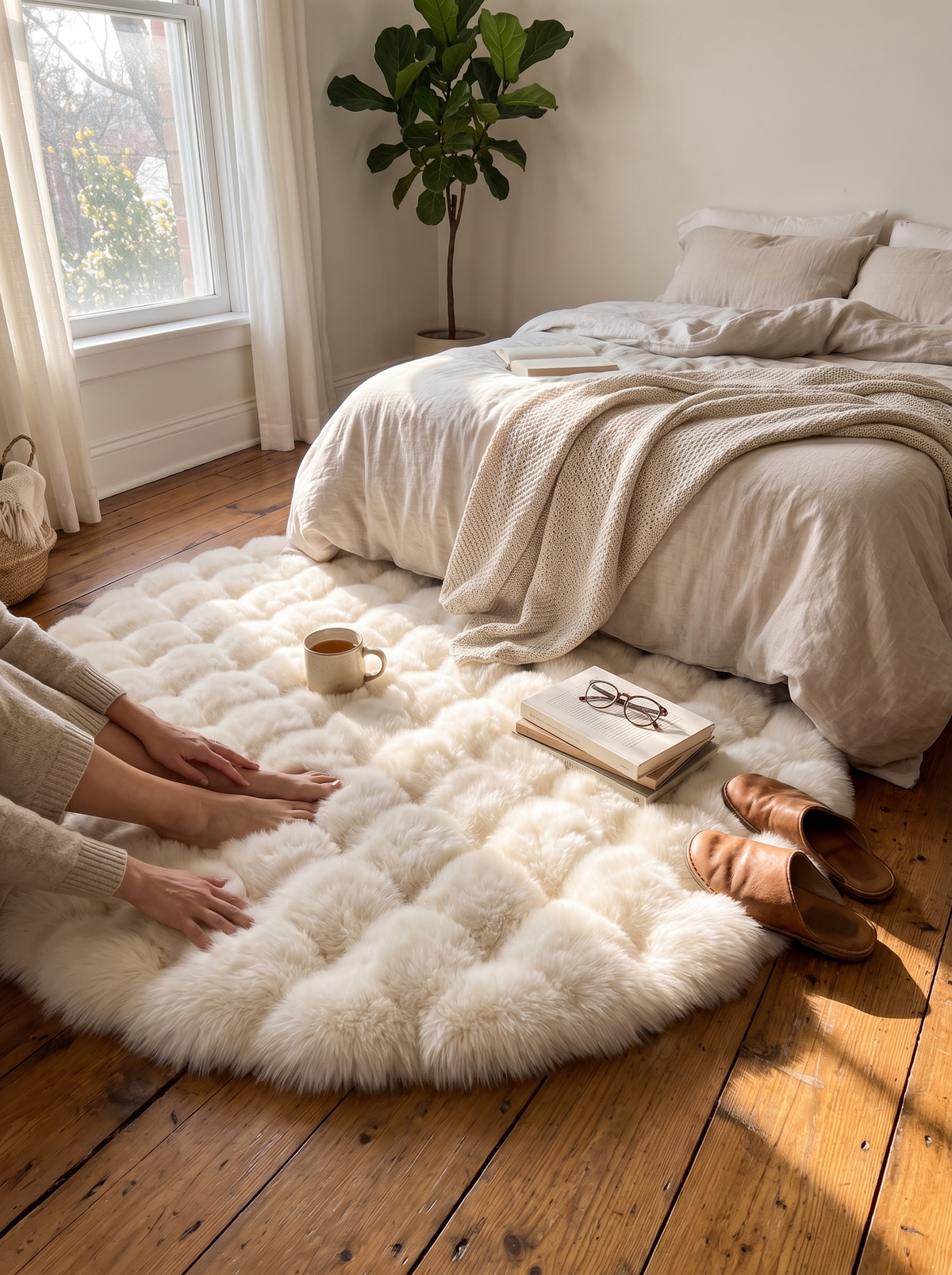 Cloud Comfort Round Bubble Rug texture