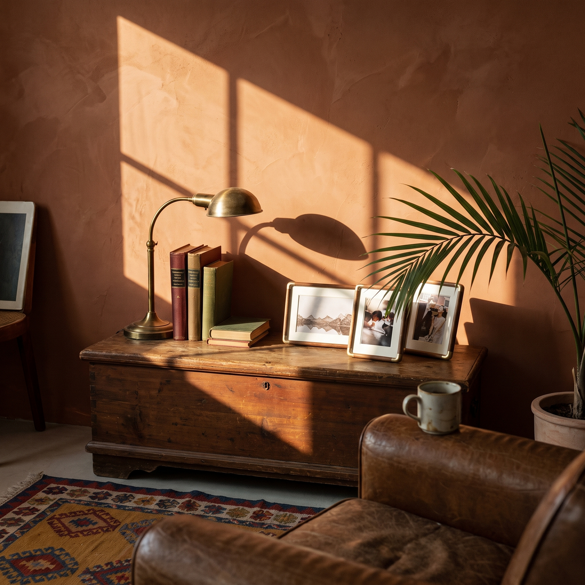 Brooks Tabletop Photo Frame in a lived-in interior