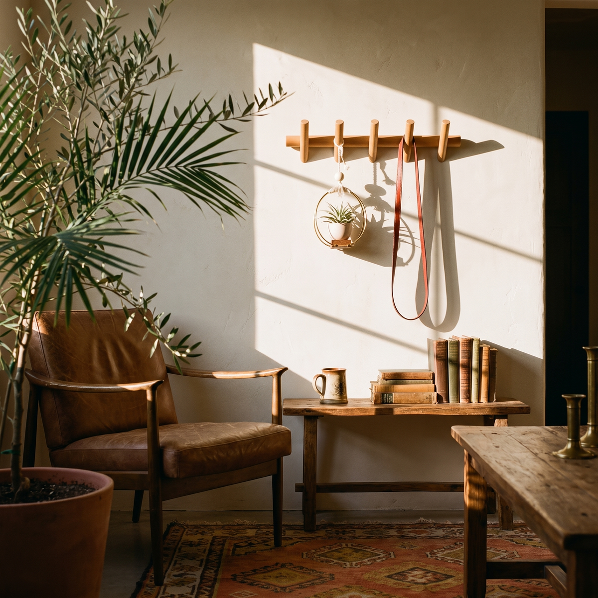 Maeve Wall Rack in a lived-in interior