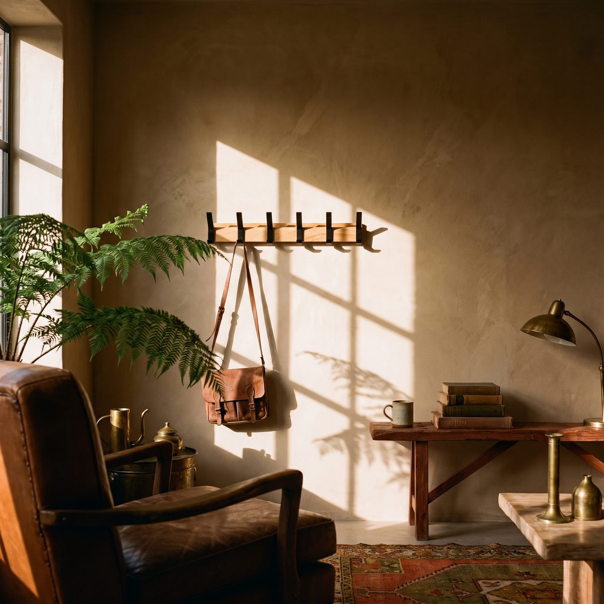 Nordic Wall-Mounted Coat Rack in a lived-in interior