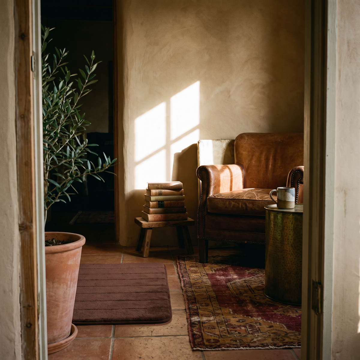 UltraSoft Absorbent Bath Mat in a lived-in interior
