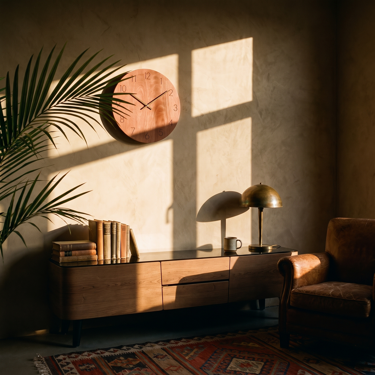 Nork Minimalist Wall Clock in a lived-in interior
