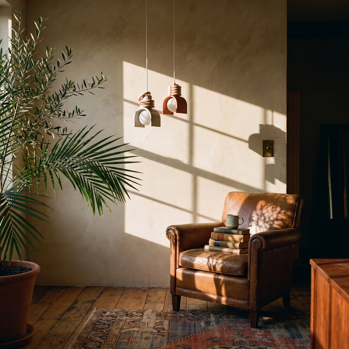 Wabi-Sabi Pendant Light in a lived-in interior