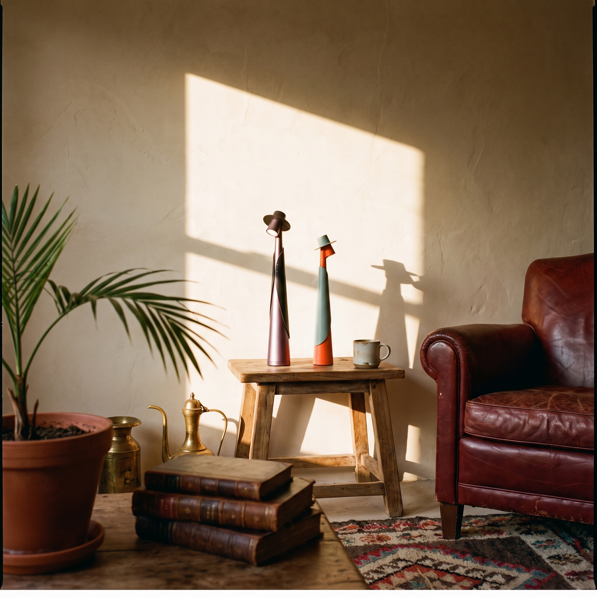 Modern Rechargeable LED Hat Lamp in a lived-in interior