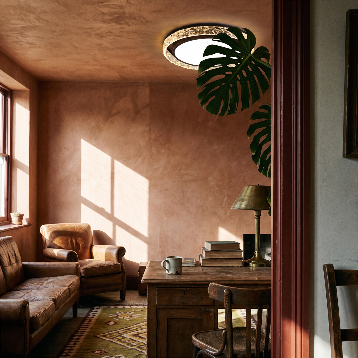 Crystal Halo LED Ceiling Light in a lived-in interior