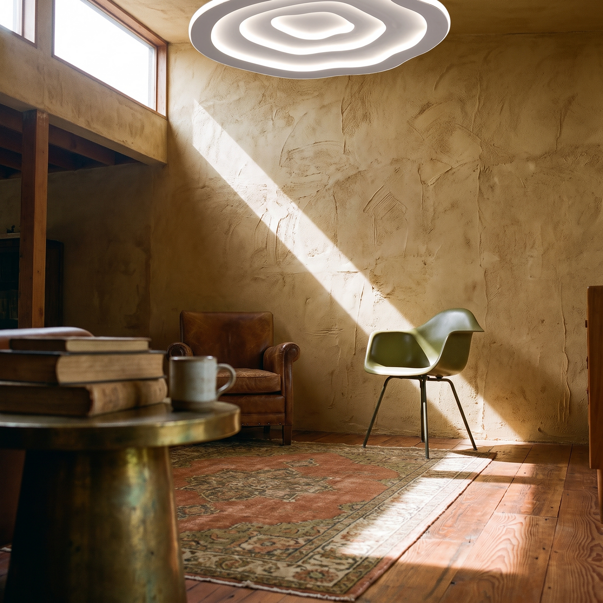 Ripple LED Ceiling Lamp detail view in a lived-in interior