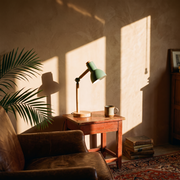 Nordic Wooden Desk Lamp in a lived-in interior