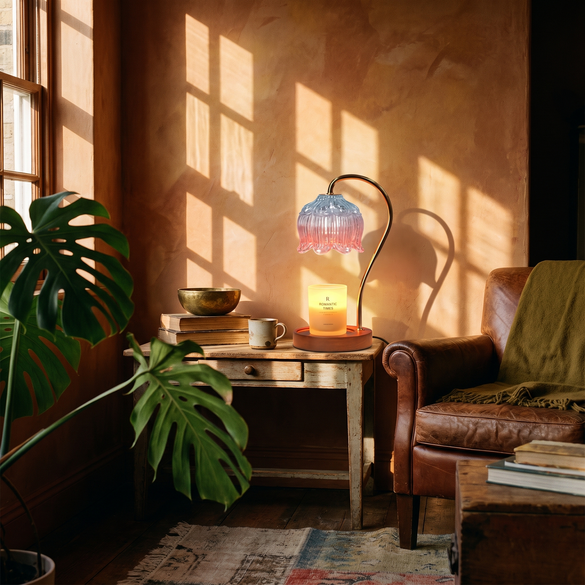 Candle Warmer Lamp in a lived-in interior