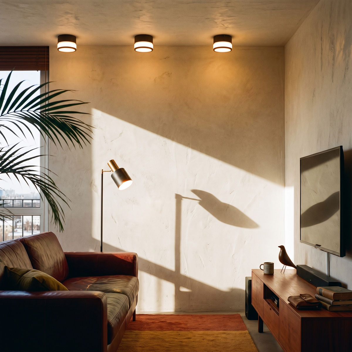 Nordic Surface Mounted LED Downlight in a lived-in interior